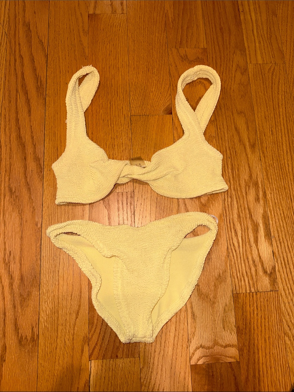 Hunza G Butter Yellow Textured Bikini Set - Women's Two-Piece Swimwear